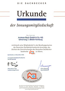 Urkunde der Innungsmitgliedschaft